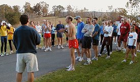 Race director Patrick Farris provides pre-race instructions