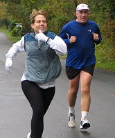 Gail Gannon sprints ahead of John Winkert